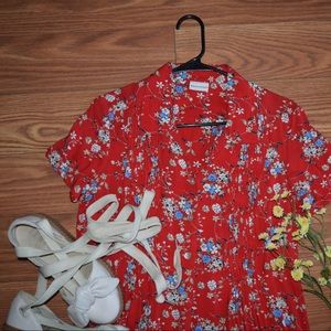 Vintage Red Floral Maxi Dress